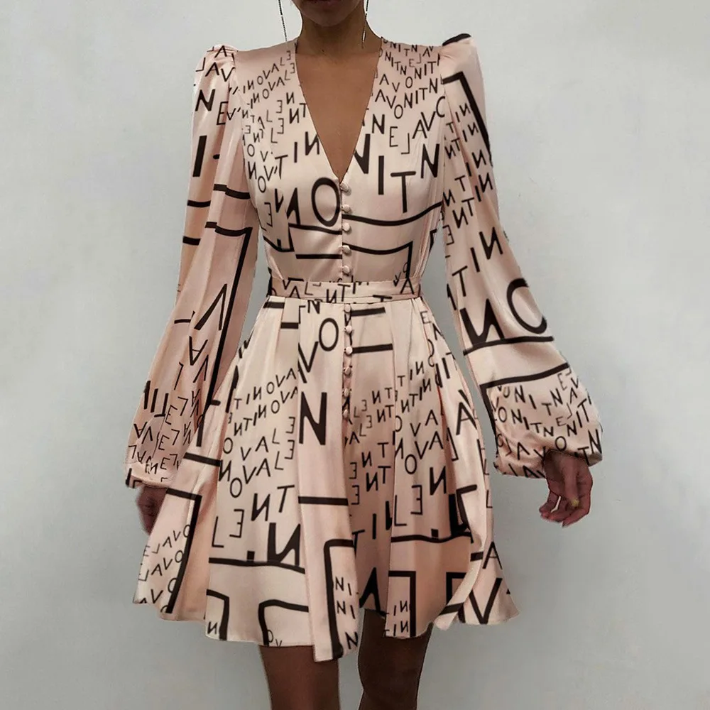 Elegante vestido de fiesta rojo para mujer, vestido Midi de satén con cuello en V, botones de manga larga, línea A, sólido, otoño