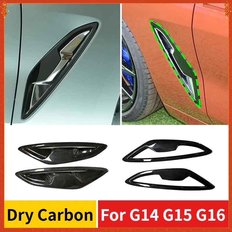

For BMW 8 Series G14 G15 G16 Real Dry Carbon Fiber 2019-2022 Car Side Fender Side Air Outlet Cover Trim Accessories Body Kits