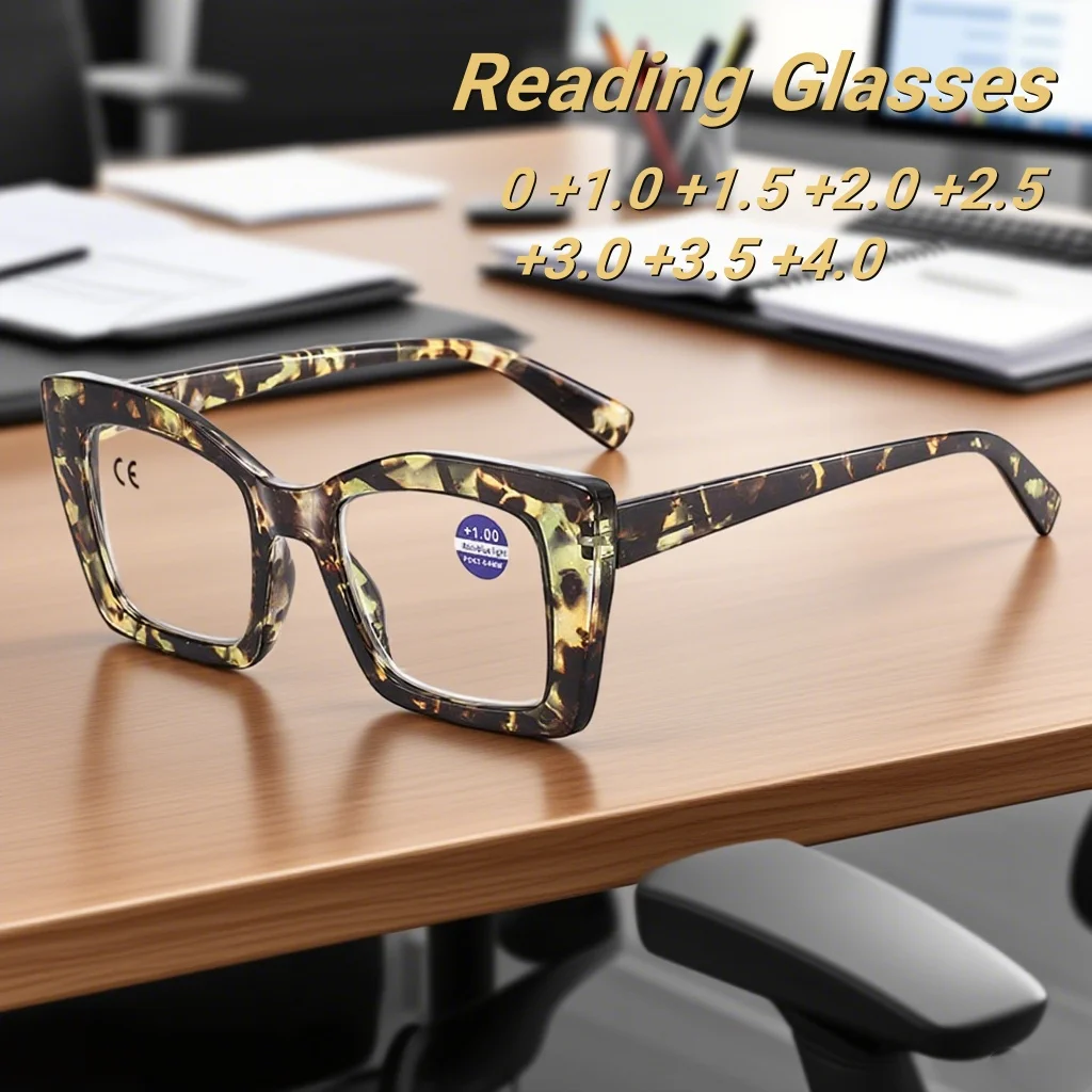 

New Fashionable Large Frame Women's Presbyopia Glasses Retro HD Personalized Color Men's and Women's Anti Blue Light Glasses