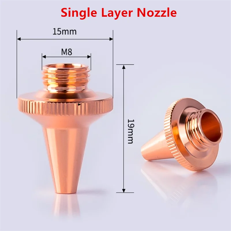 

Optical Fiber Laser Cutting Machine Copper Three-Dimensional Single/DOUBLE Layer Nozzle Outside D15MM M8 High 19MM 0.8-5