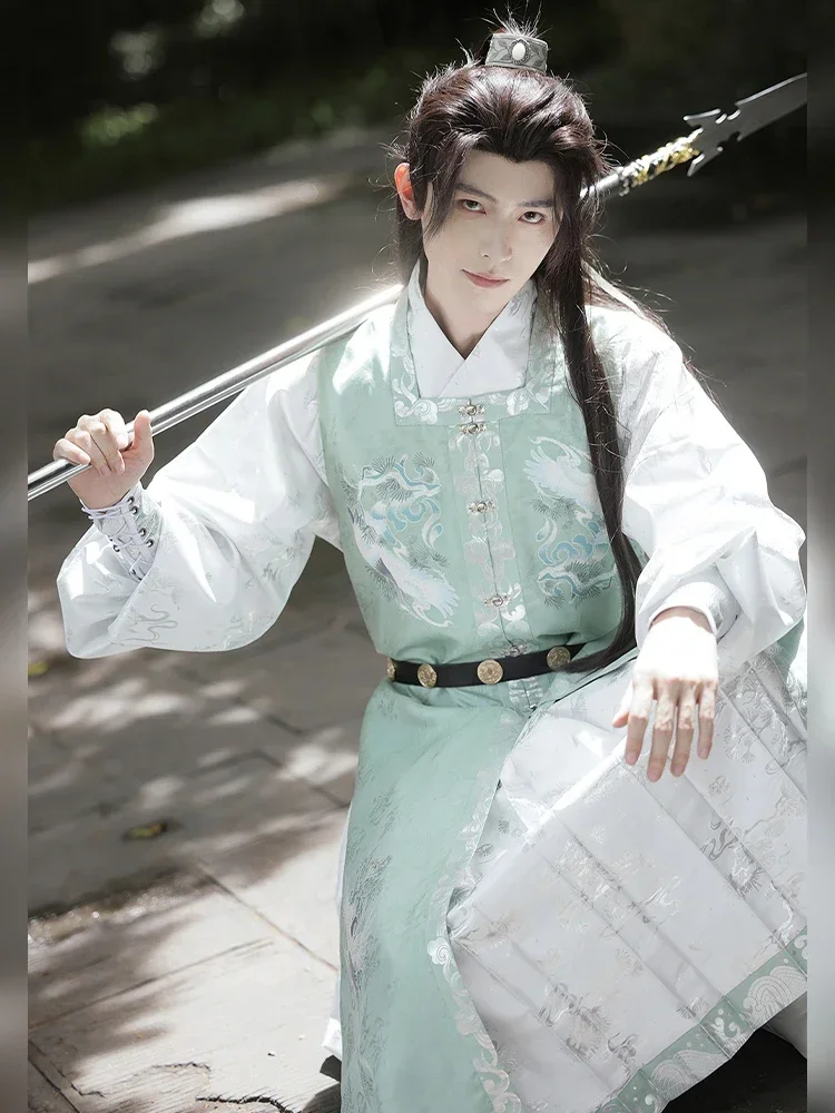 Ming made the cover armor paste and dragged the cool and handsome chivalrous childe Hanfu men autumn and winter 2023 new style.