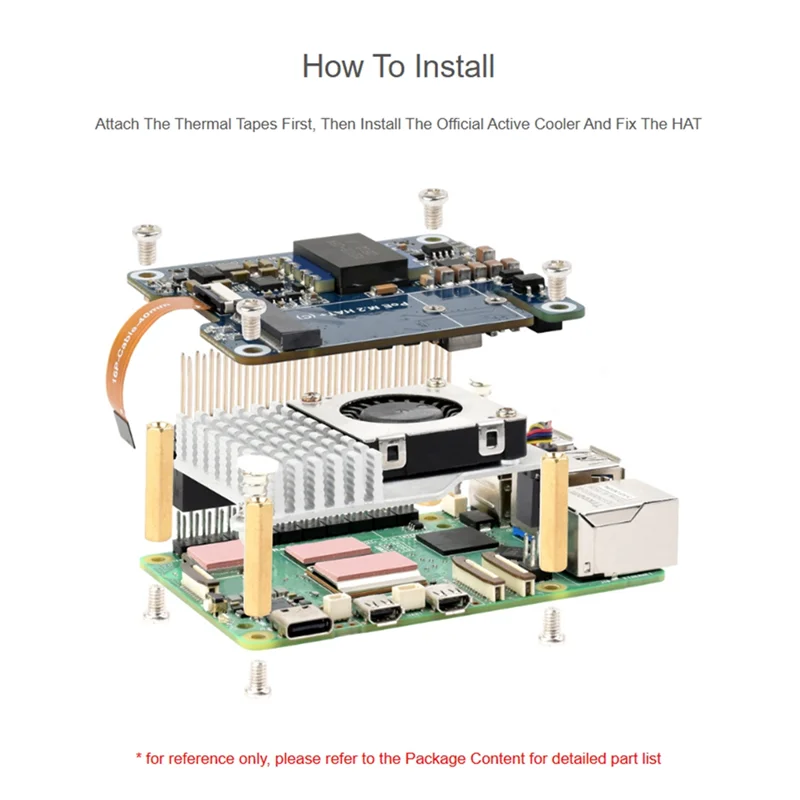 B04C-High-Speed Read POE M. 2 HAT+ Adapter With Poe Function For Raspberry Pi 5, Supports Nvme Protocol M. 2 Solid State Drive