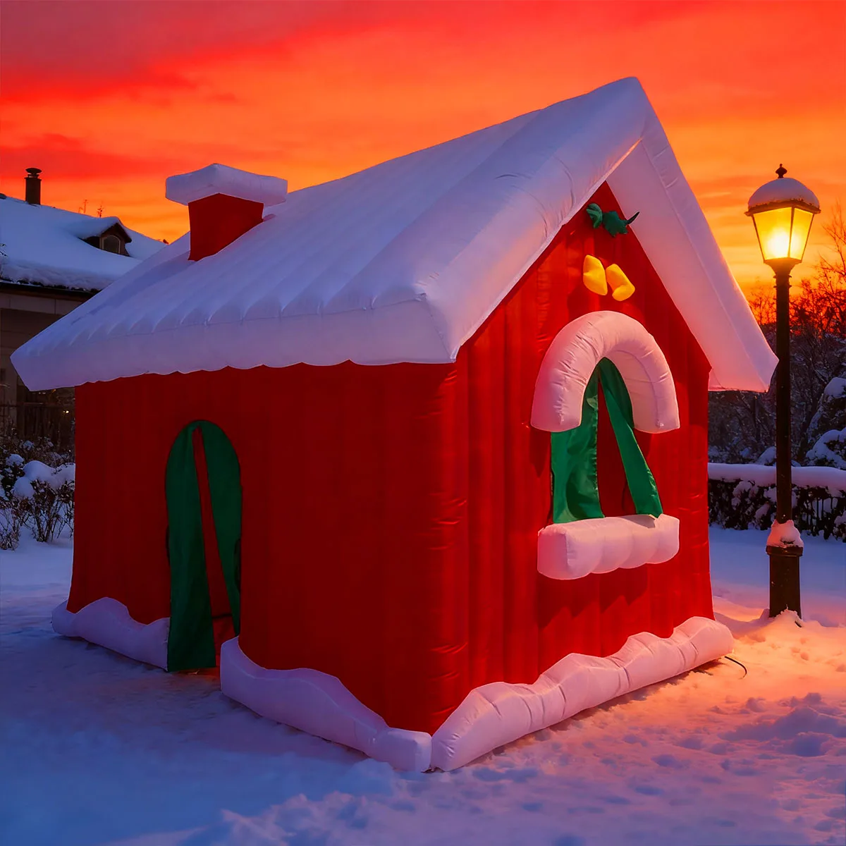 Casa inflável inflável do natal da gruta do papai noel para a barraca exterior da neve da casa do gelo da decoração de natal do quintal