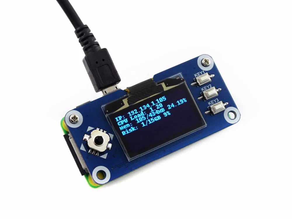 Waveshare 1.3inch OLED display HAT for Raspberry Pi 2B/3B/3B+/Zero/Zero W,128x64 pixels,SPI,I2C interface,embedded controller