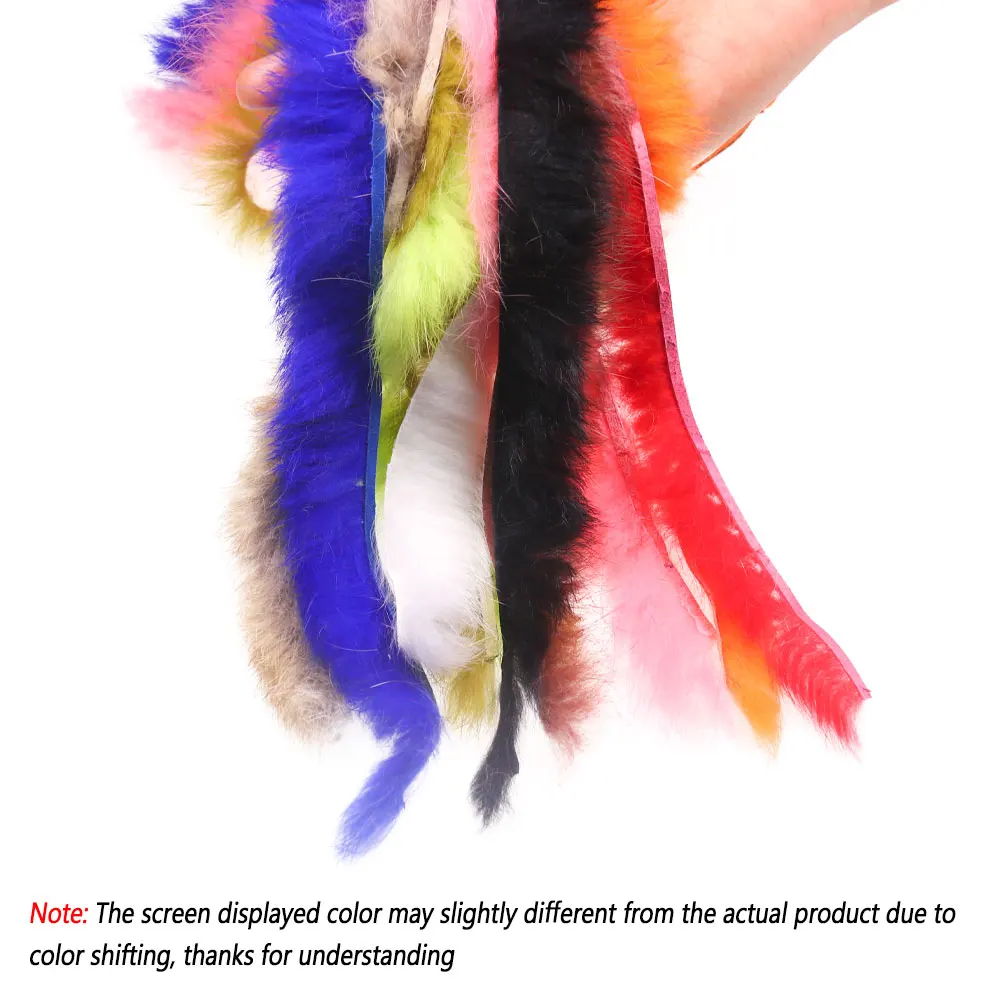 Bimoo 2pcs Cross Cut Rabbit Fur Strip Hare Hair Zonker Strips Fly Tying Material Streamers Steelhead Jigs Coho Twitching Jigs