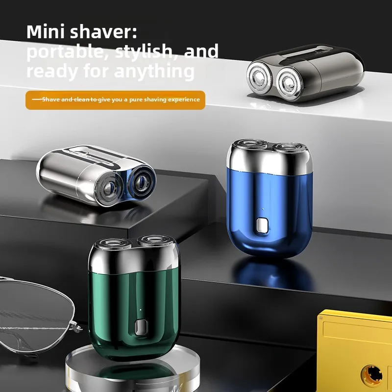 

Mini Electric Shaver Men's Double Head Magnetic Head Shaver Portable Wash Rechargeable Shaver Long-lasting Battery Life