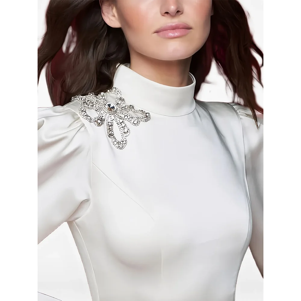 맞춤형 하이 칼라 롱 이브닝 드레스 우아한 공식 행사 프롬 가운 크리스탈 2025 플로어 길이 프롬 드레스