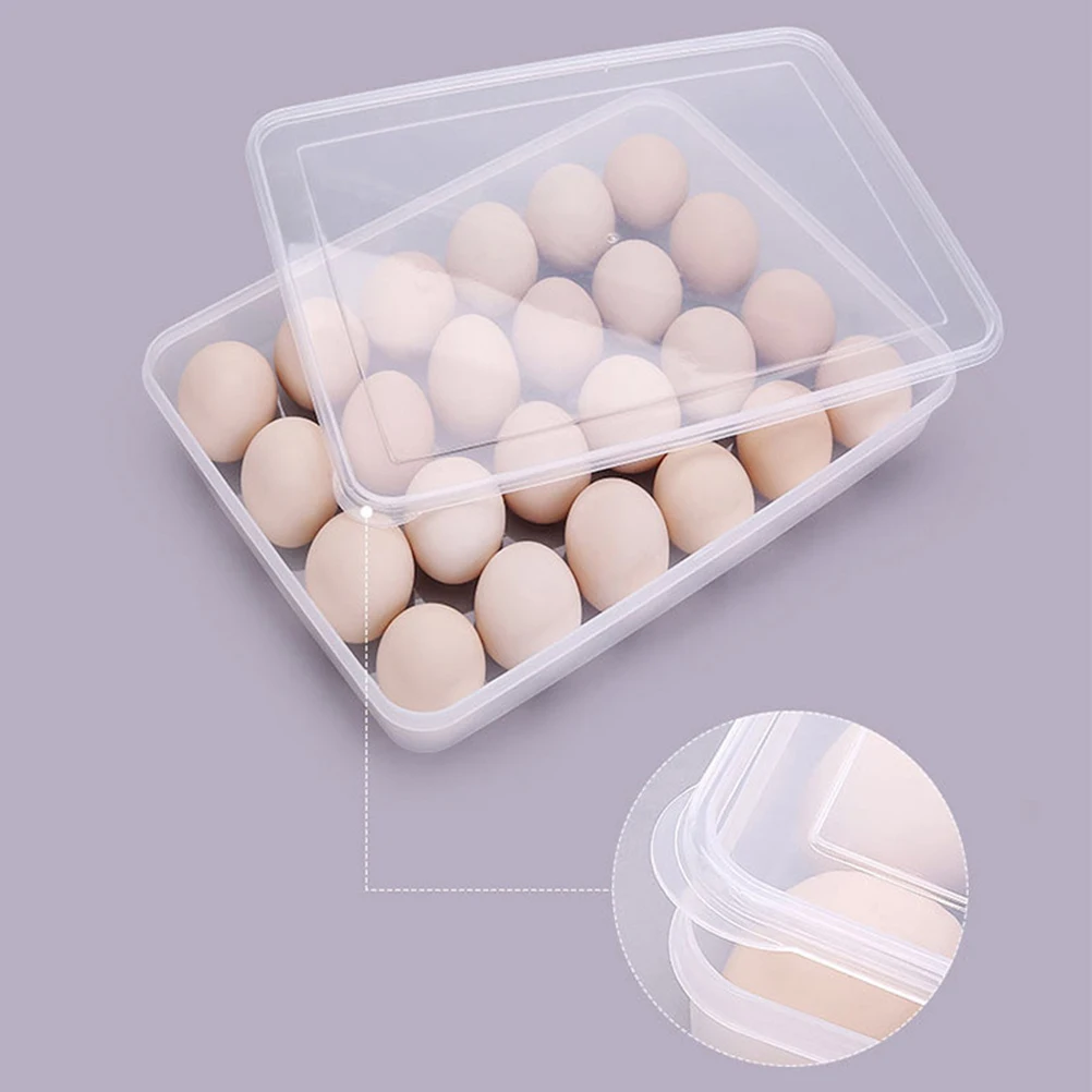 

2 Pcs Carton Holder Reusable Storage Tray Container 24 Eggs Capacity Transparent Lid Plastic Egg Holder Plastic Material