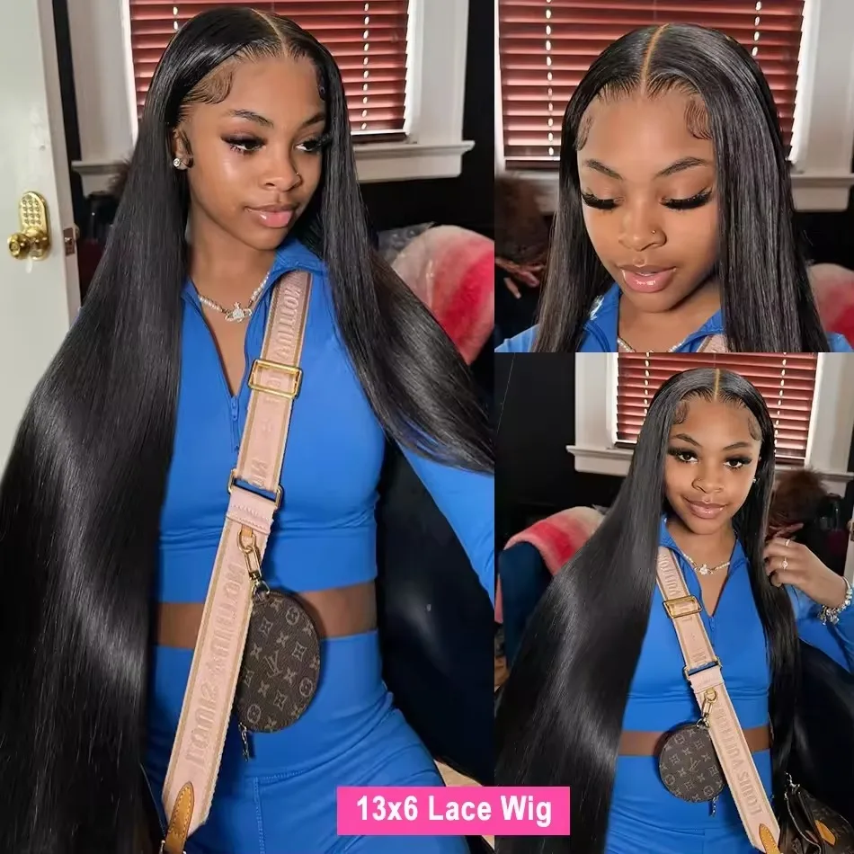 13x6 13x4 مستقيم 250% الكثافة Hd الدانتيل الشفاف الباروكة الأمامية البرازيلي 30 42 بوصة الدانتيل الجبهة خصلات الشعر المستعار الإنسان للنساء السود #2