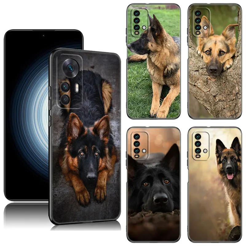 German Shepherd Dog Black Phone Case For Xiaomi Redmi 7A 8A 9A 10A 11A 9C 10C 12C 13C 11 Prime A1 A2 Plus 12 4G Note 9T 12R