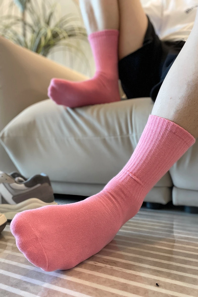 핑크 양말 유니섹스 코튼 게이 양말 페티시 성숙한 남성 여성 양말 도트 레이스 스타킹 정장 양말 짧은 양말 일상용 / 남성 양말