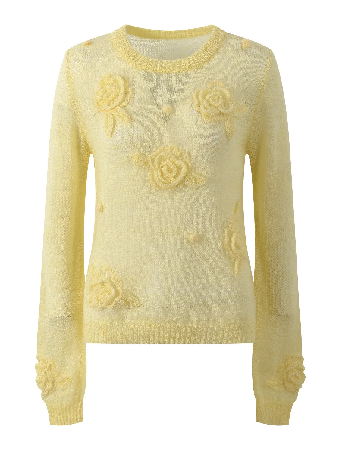 

Ele Осенний новый модный вязаный длинный све с тяжелым цветком, универсальный утягивающий топ, теплый, круглый, Ne Commute Sle