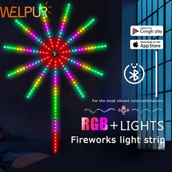 Fajerwerki LED Strip Lights RGBIC Zdalnie sterowane świąteczne oświetlenie atmosferyczne Bluetooth APP Synchronizacja muzyki TV Ściana Sypialnia Dekoracja