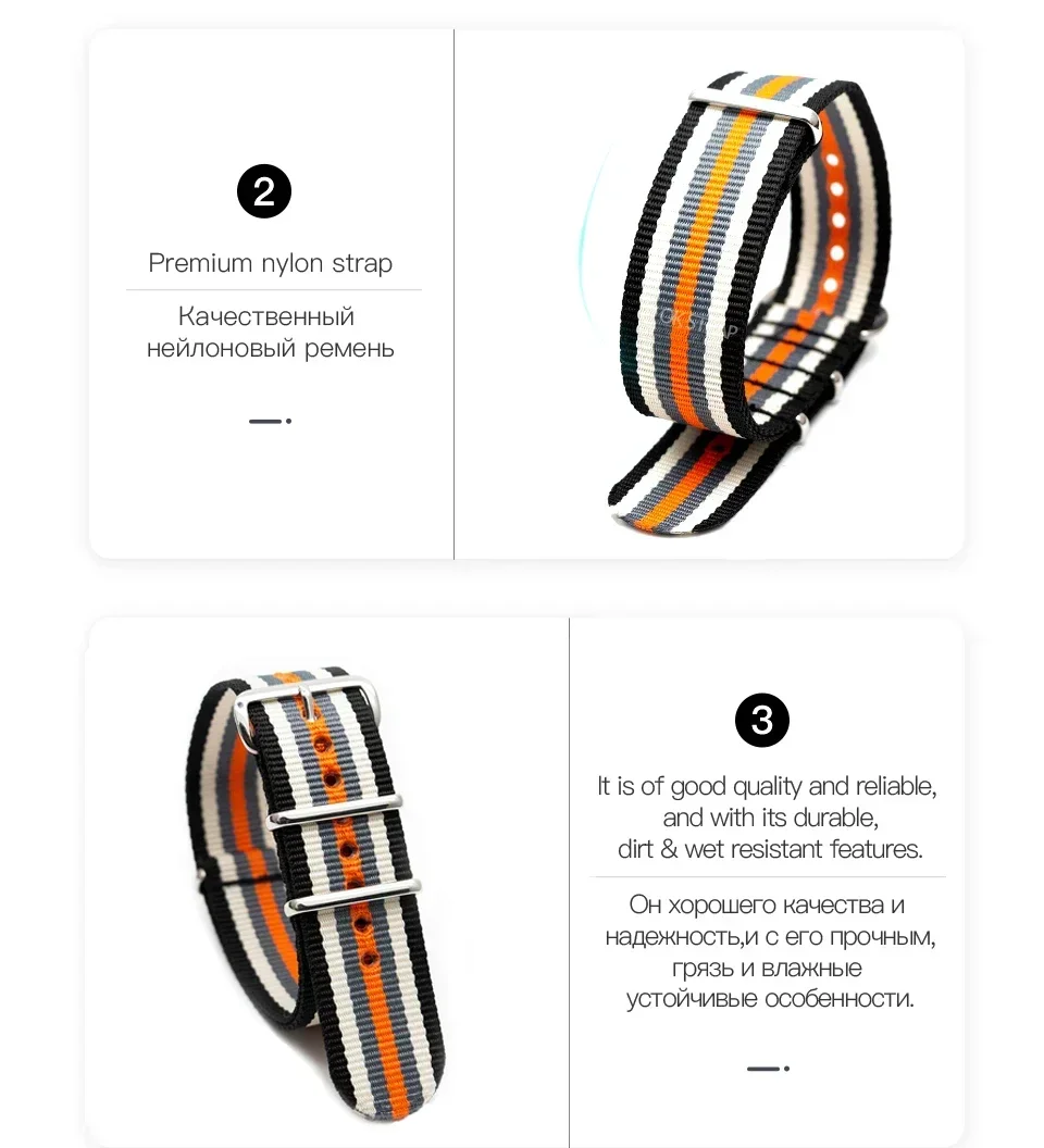 Strapazierfähiges, gestreiftes Nylon-Armband im Armband-Stil, 18 mm, 20 mm, 22 mm, 24 mm, universelles Armband für Sport- und Freizeituhren – Detail 12