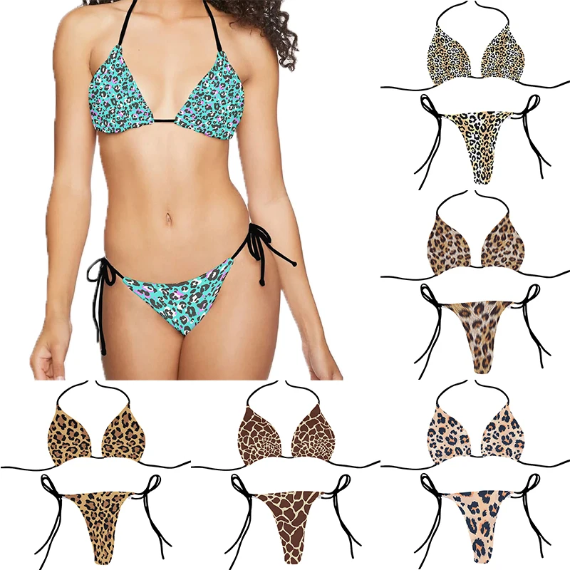 Leopard Printed Summer Swimsuit Women Sexy Bikini Underpants Thong G-Strings Swimming Trunks Beachwear Bathing Female Sexy Swims