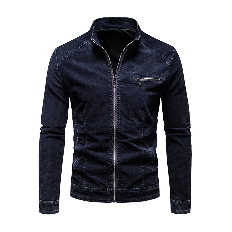 Slim Fit Coat Men Korean Style Washed Denim Outerwear Male Trendy Long Sleeve Jackets American Retro Denim Jacket Men Fashion
