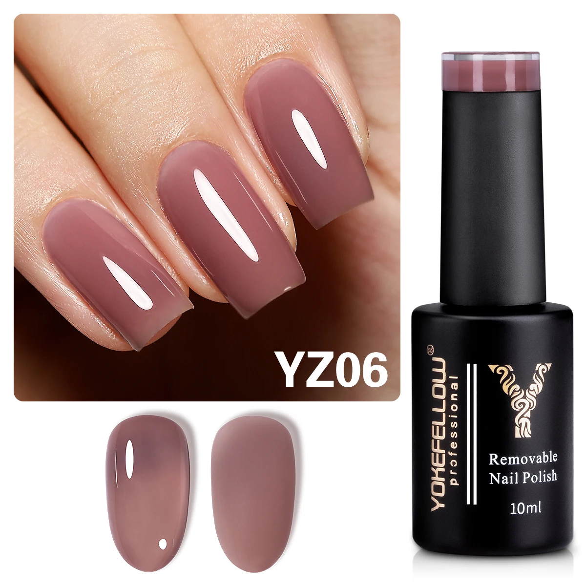 YOKEFELLOW Rose Garden Jelly Gel Nail Polish of 6 Transparent Nude Red Pink Brown Colors Gel Polish Kit for Salon Gel Manicure