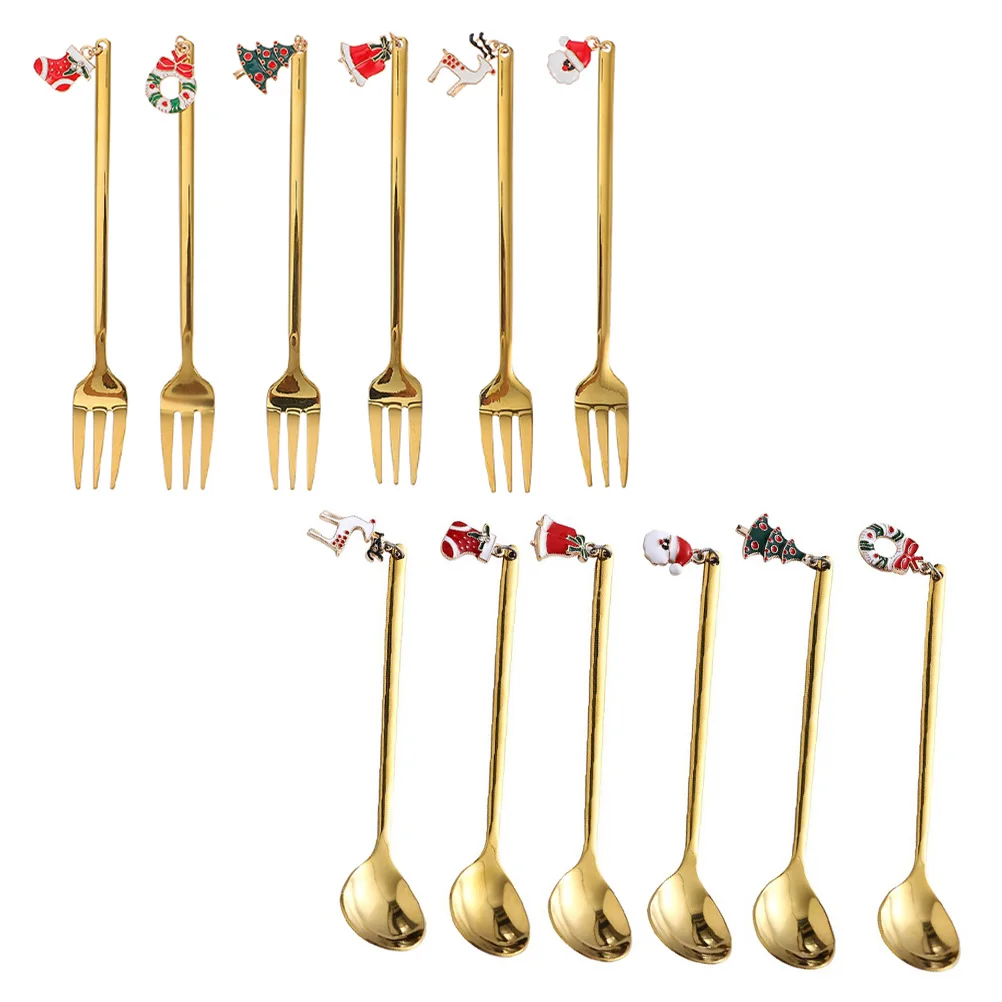 

Coffee Spoon Ice Cream Fork Set Useful Spoons and Forks Kit Multi-functional Kitchen Supplies