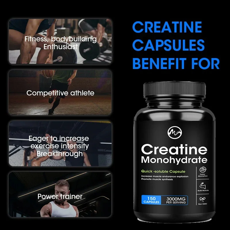 Creatine Capsules 3000mg Monohydrate Model Gain Powder Build Muscle Enhance Performance Unflavored Keto Friendly Adults