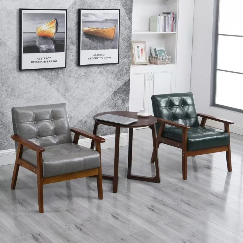 مقهى الأعمال الاستقبال أريكة اجتماع الزوار منطقة الراحة مكتب أريكة صغيرة أريكة مكتب خشبية بسيطة #3