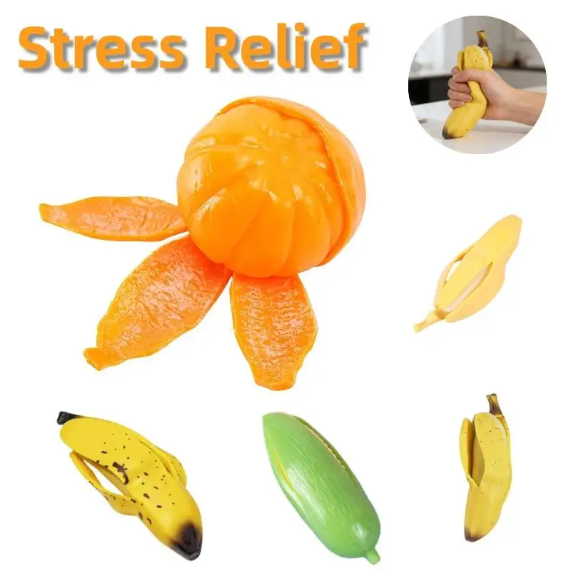 

Реалистичная игрушка-антистресс в виде фруктов: апельсин, банан, кукуруза. Забавная сенсорная игрушка-фиджет для детей.