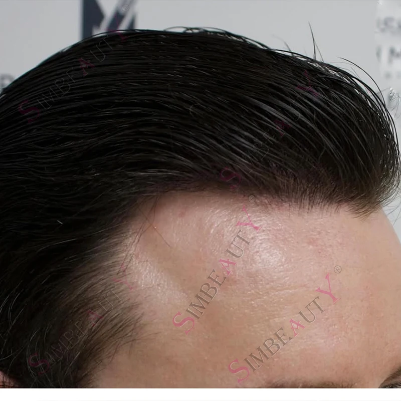 

100% Human hair Natural Hairline #1#1b#1b10#1b20 #1b80 #1b65 Black Gray 0.1mm Full Skin PU Wig Men's Capillary Prosthesis System