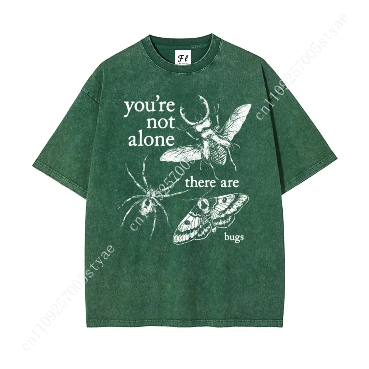 You're Not Alone, There Are Bugs Insects Lover Oversize Unisex Washed T-Shirt for Women and Men's Unisex Fit Batik Cotton Oversi view 6