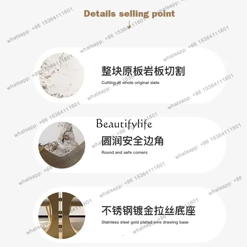 56*Italian light luxury bright rock slab dining table rectangular household simple dining table