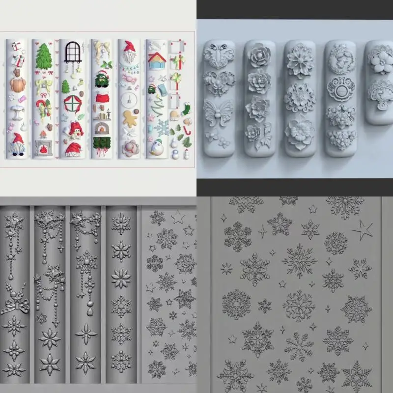 Neue 3D Silikon-Nagelform Cartoon Weihnachten Blumen Schmetterling Nagelschablonen DIY Nagelkunst Deko Maniküre Vorlage Nagelcharms