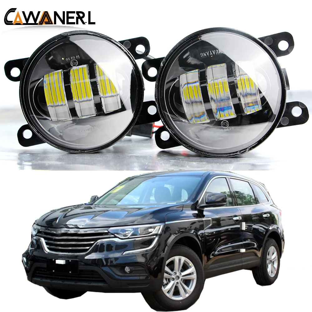 2 X Car Fog Light Assembly 30W 4000LM LED DRL Fog Daytime Running Lamp For Renault Koleos HY HC Samsung QM5 QM6 2011-2019