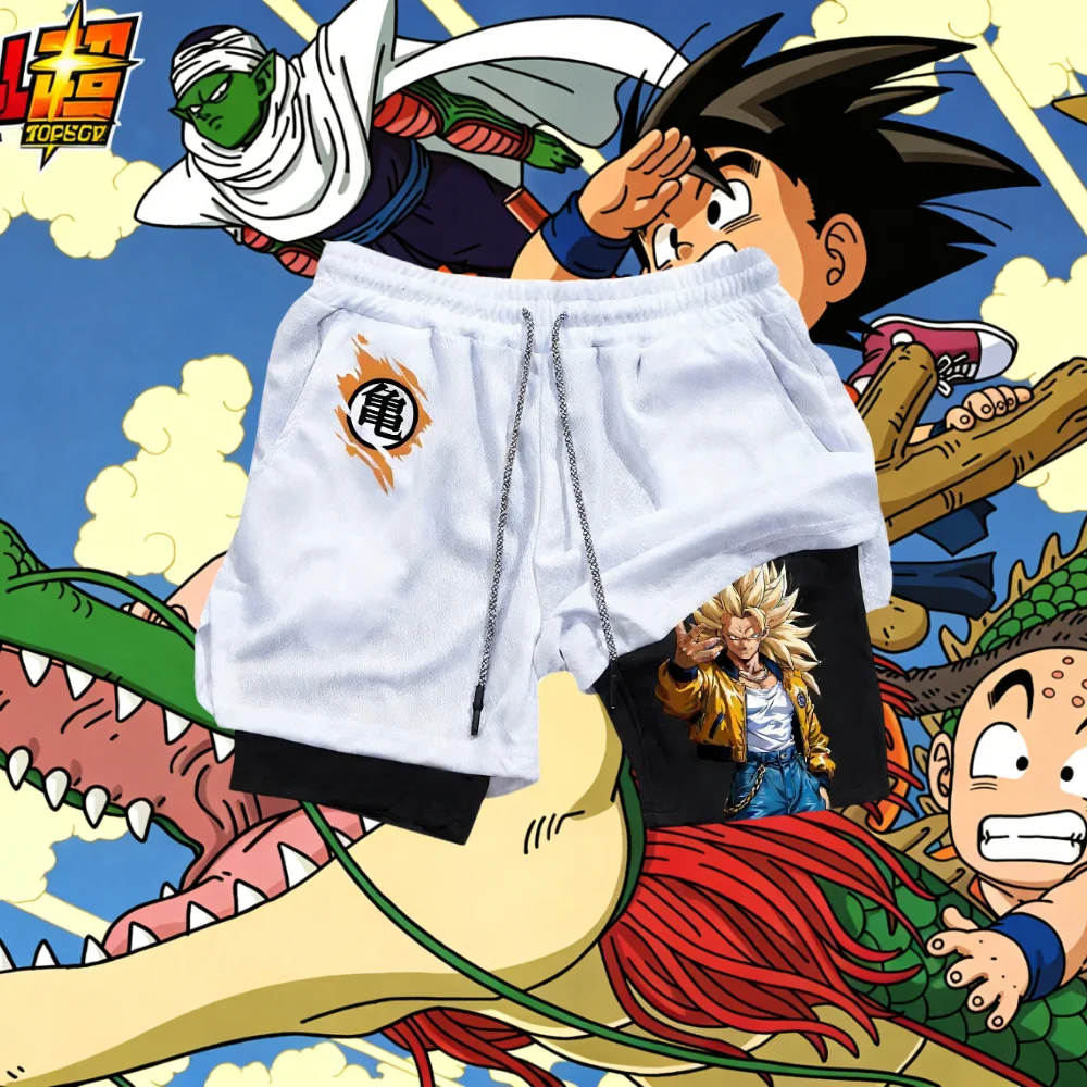 

2026 Dragon Ball 3D Print Double Layer Shorts Family S-2XL Goku Vegeta Trendy Casual Daily Shorts