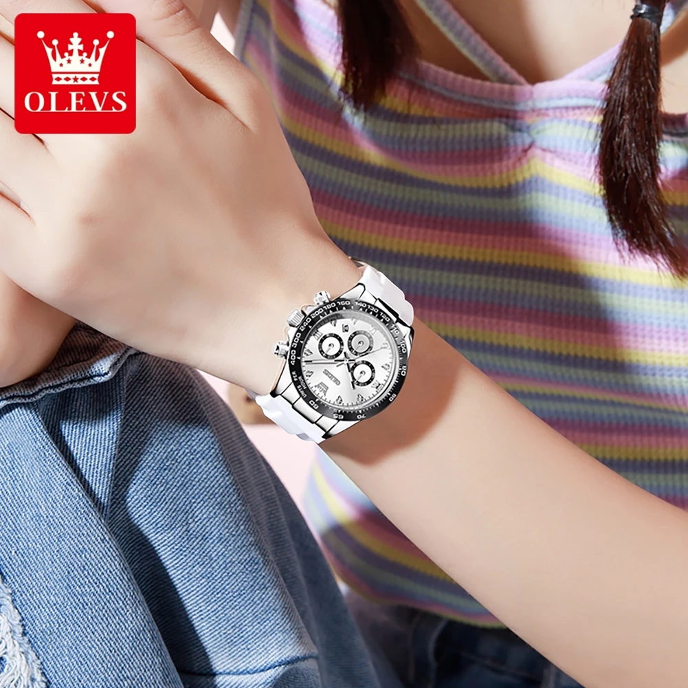 OLEVS 5618, женские часы, модные оригинальные кварцевые часы, водостойкий светящийся хронограф, спортивные часы с датой для женщин с коробкой