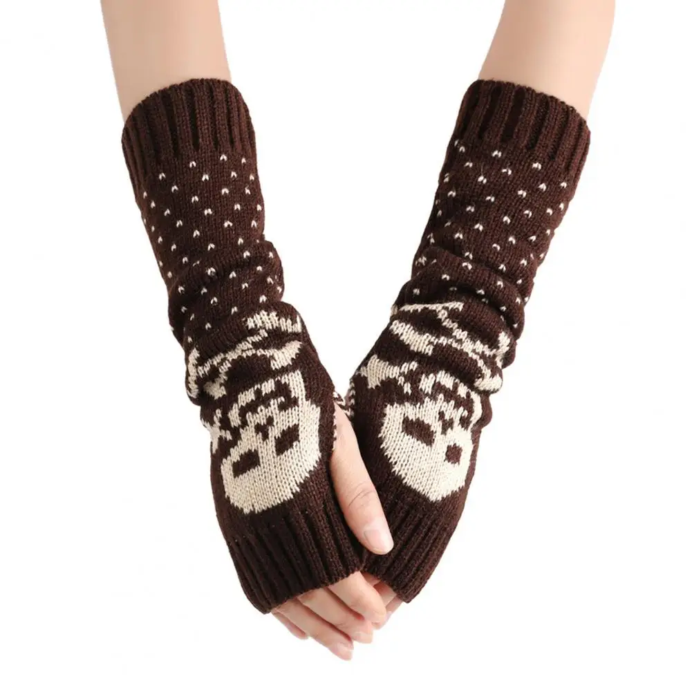 

Non-slip Arm Sleeves Skull Print Fingerless Gloves Arm Sleeves Set for Fall Winter High Elasticity Non-slip Windproof Halloween