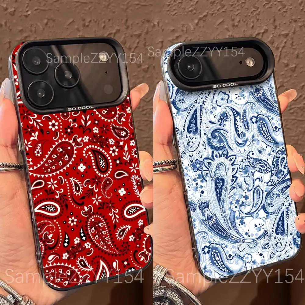 

Royal Bandana Paisley Phone Case For IPhone 15,16,17,13,14,11,12,Pro,Max,Plus,E,Air,Mini Gray Matte Shockproof Back Cover