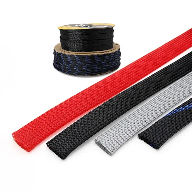 1~20M PET Braid Sleeves High Density Insulated Cable Sheath Wrap Tube Cable Protector Braid For Wires 30 35 40 50 60mm