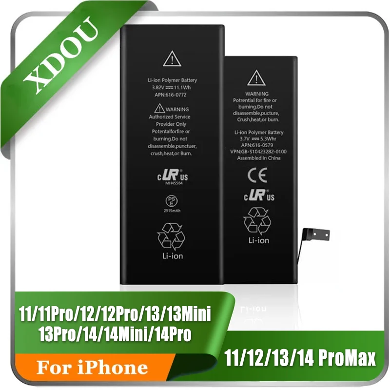 

10pcs/lot Xdou High Quality Battery For Iphone 11 12 12mini 13 13mini 14 14Plus Replacement New Bateria For 11 12 13 14 ProMax