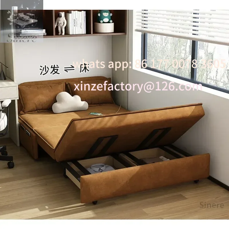

Customizable Italian minimalist technology cloth sofa bed dual-purpose multi-functional storage small apartment living room