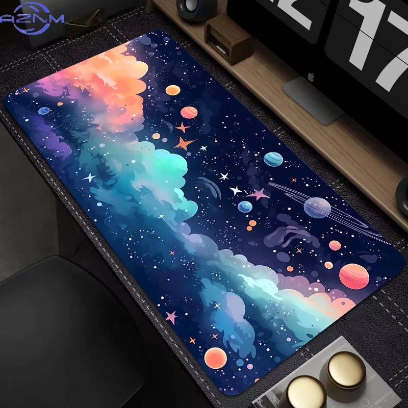 Alfombrilla de Ratón con Diseño de Cielo Estrellado, Colorida y Elegante, Grande, Antideslizante, para Oficina, Escritorio, Teclado, Alfombra Larga