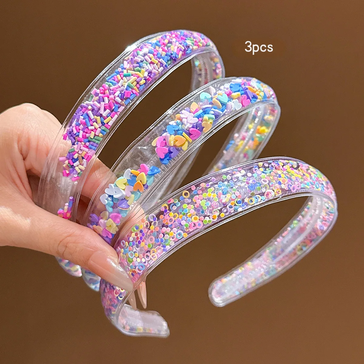 3 colorful heart-shaped flowing sand headbands, simple and stylish accessories suitable for daily use