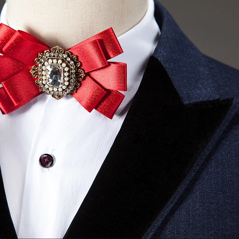 

Men's Bow Tie British Korean Business Banquet Dress Shirt Rhinestone Collar Flowers Handmade Jewelry Gifts Man's Wedding Bow-tie