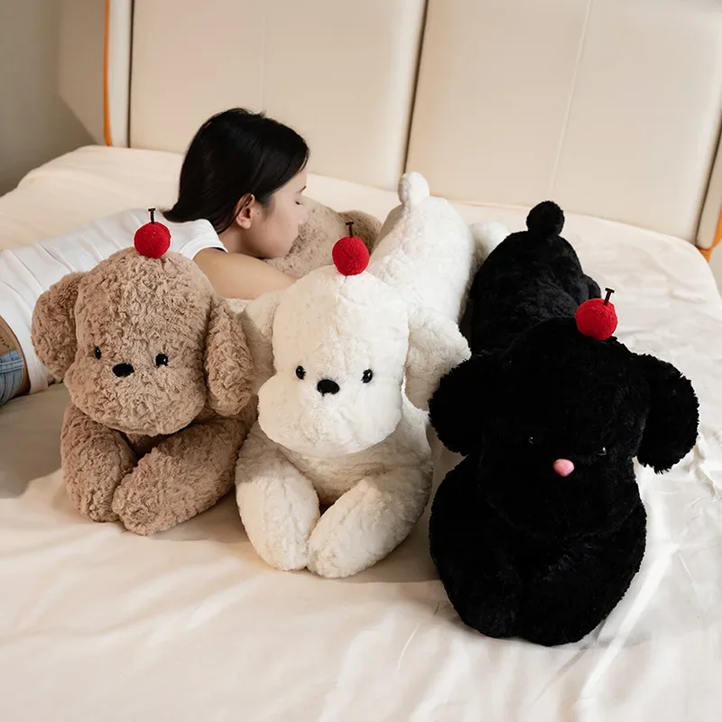 105CM Super Big Size Cartoon Cherry Dog Teddy Stuffed Animal Sleeping Pillow Cushion Plushies Kids Christmas Birthday Gift