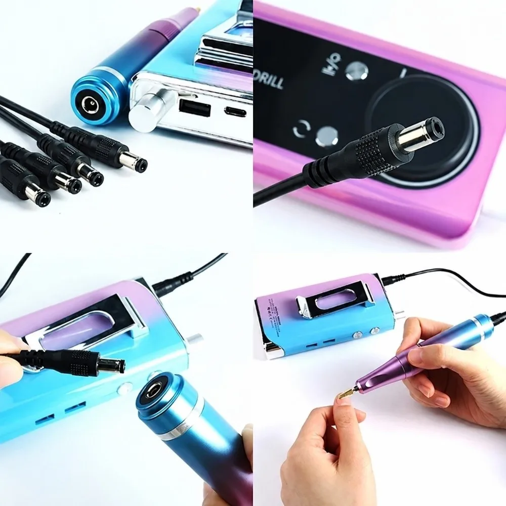 1/1.5M Nail Sander Replacement Spring Wire Double Headed Rechargeable Handle Connection Cable DC Port Universal