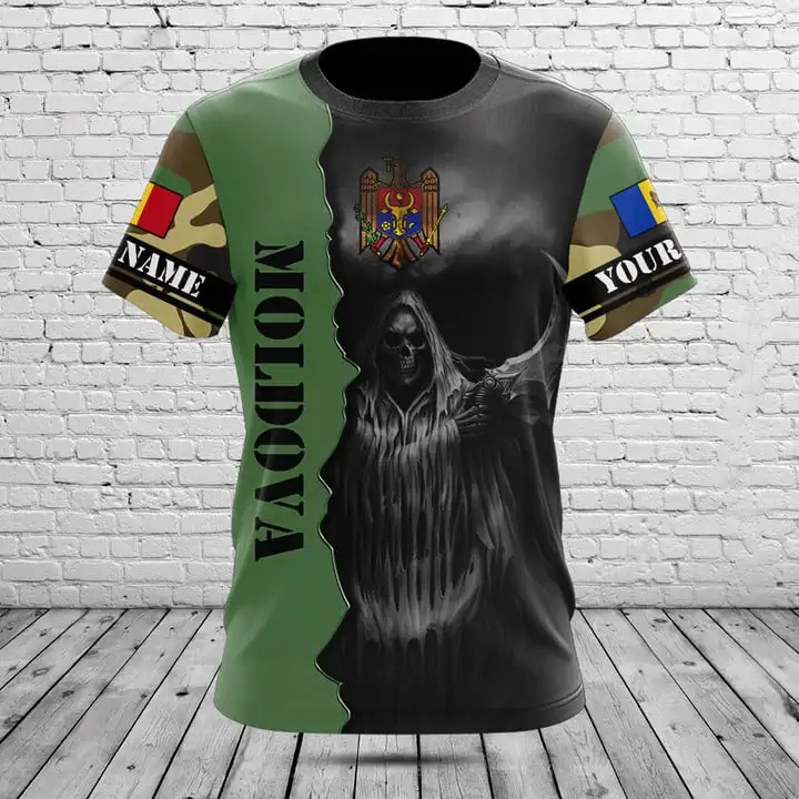 Custom Name Summer Casual Moldova Flag Graphic T-shirts Cool Men's Fashion E-Sports Jersey Short Sleeve Tops Fast Dry Streetwear image 4