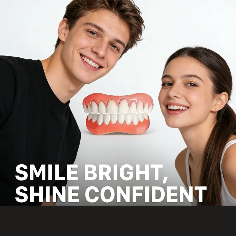 

Latest Upper Lower Fake Teeth Silicone Veneers Portable Temporary Dentures Braces Natural Looking Dental Decor ck848