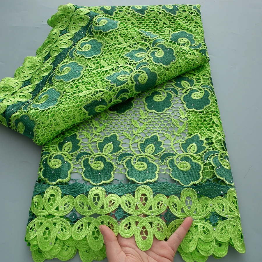 Высококачественная гипюровая кружевная ткань, нигерийская водорастворимая кружевная ткань, тюль для свадебного платья, высокое качество, 5 ярдов, 2025 г.