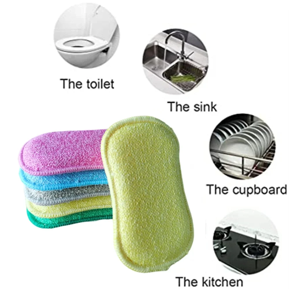 5/10 pz Double Sided Kitchen Cleaning Sponge Scrubber spugne per lavastoviglie paglietta strofinaccio utensili per la pulizia della cucina