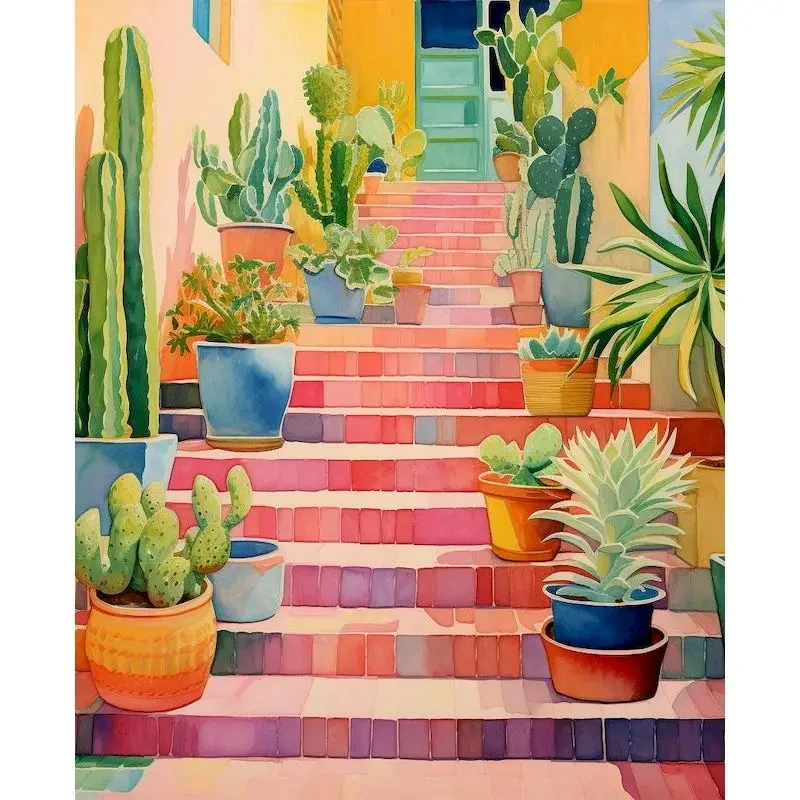 

GATYZTORY Paint By Numbers For Adults Staircase Painting Kits Gift Picture Oil Acrylic Painting Number DIY On Canvas Home Decor