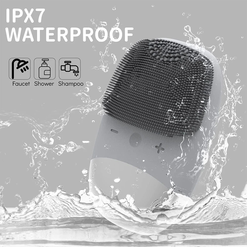 Spazzola elettrica per la pulizia del viso IPX7 Massaggiatore per il viso in silicone impermeabile Detergente per il viso Detergente per vibrazioni soniche Cura profonda della pelle