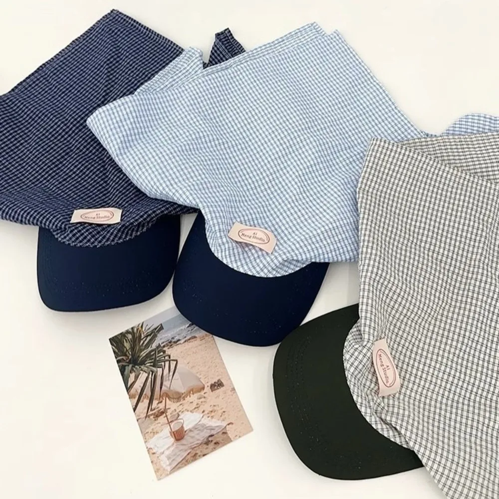 

Simple Plaid Y2K Headscarf Baseball Hat Y2K Cotton Scarf Peaked Cap Bandana Cap Streetwear Triangle Headscarf Hat Outdoor