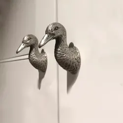 Duck Shape Antique Silver Cabinet Handles and Knobs Vintage Creative Wardrobe Pulls Pewter Alloy Retro Furniture Hardware 1 PC